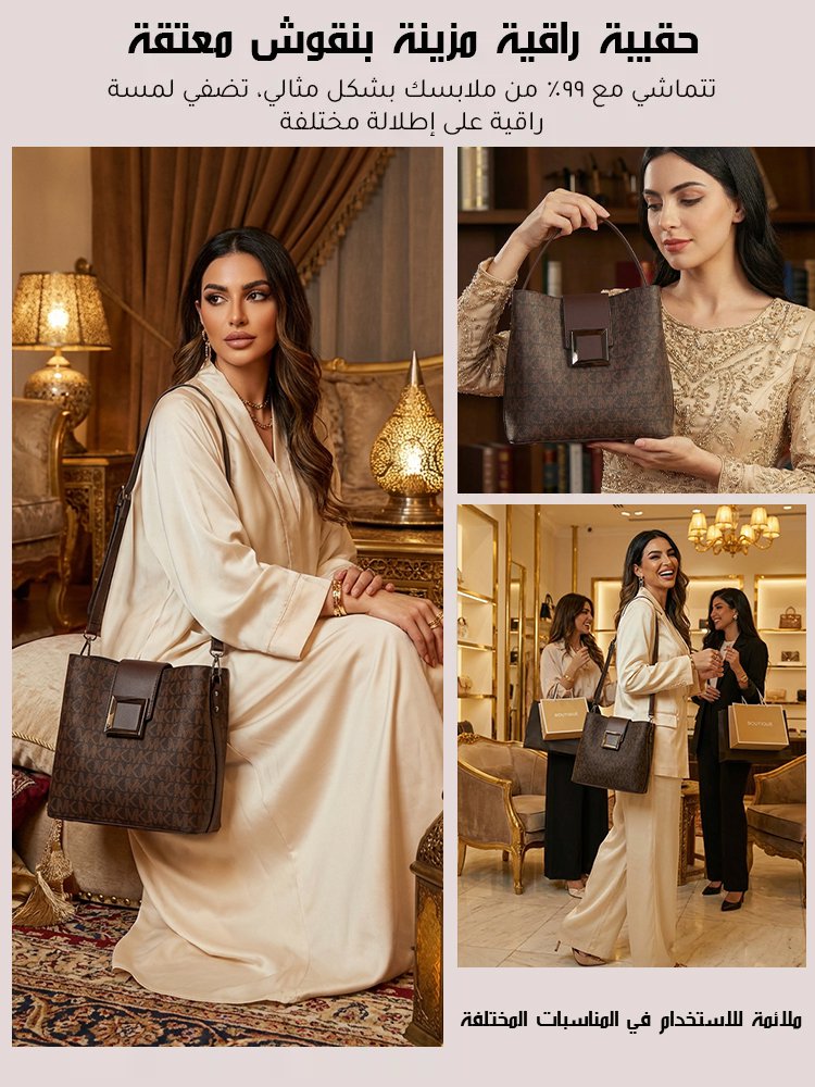 حقيبة كتف راقية مزينة بنقوش معتقة كلاسيكية