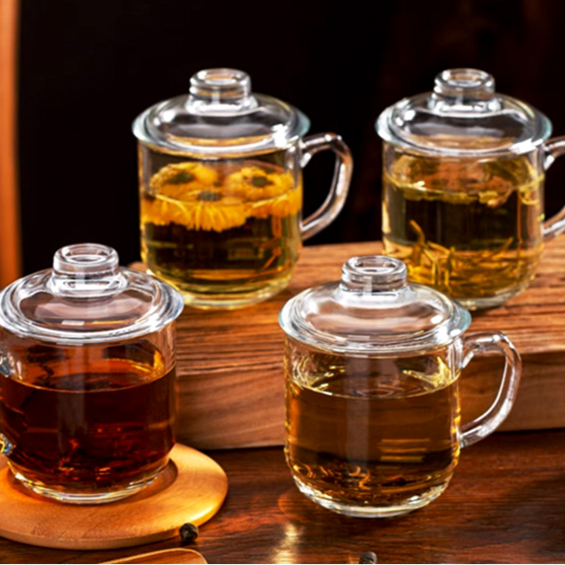 Household Anti-scald Glass Mug with Lid