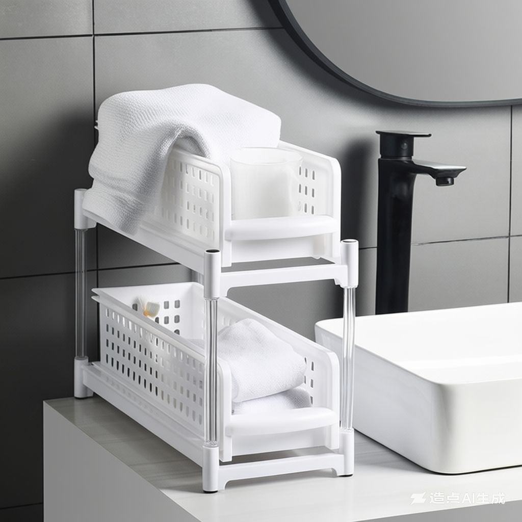 狭スリット二層プラスチック収納ラック