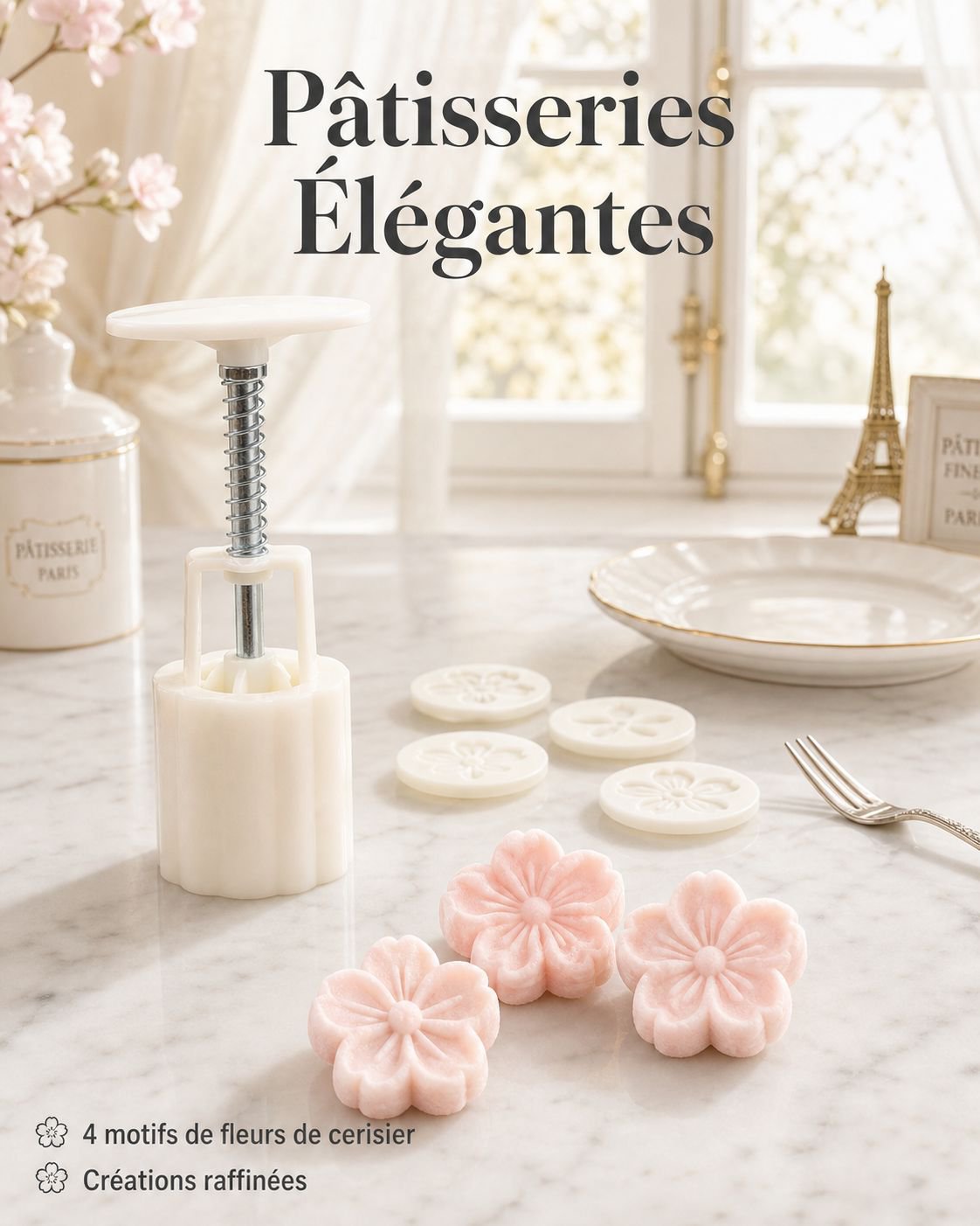 Moule à gâteau de lune pressé à la main motif fleur de cerisier