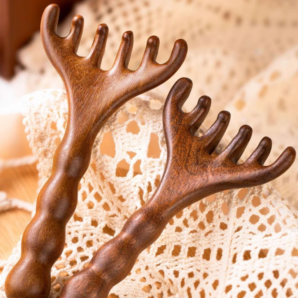 檀木梅花六腳梳子 按摩疏通筋絡