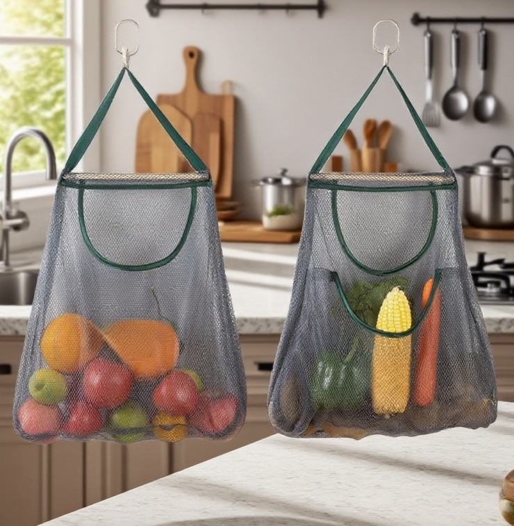 廚房壁掛收納網兜節省空間效果