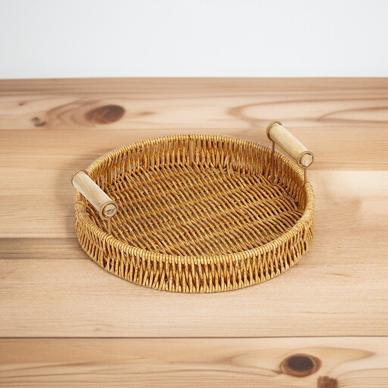 손으로 짠 모조 라탄 과일 접시