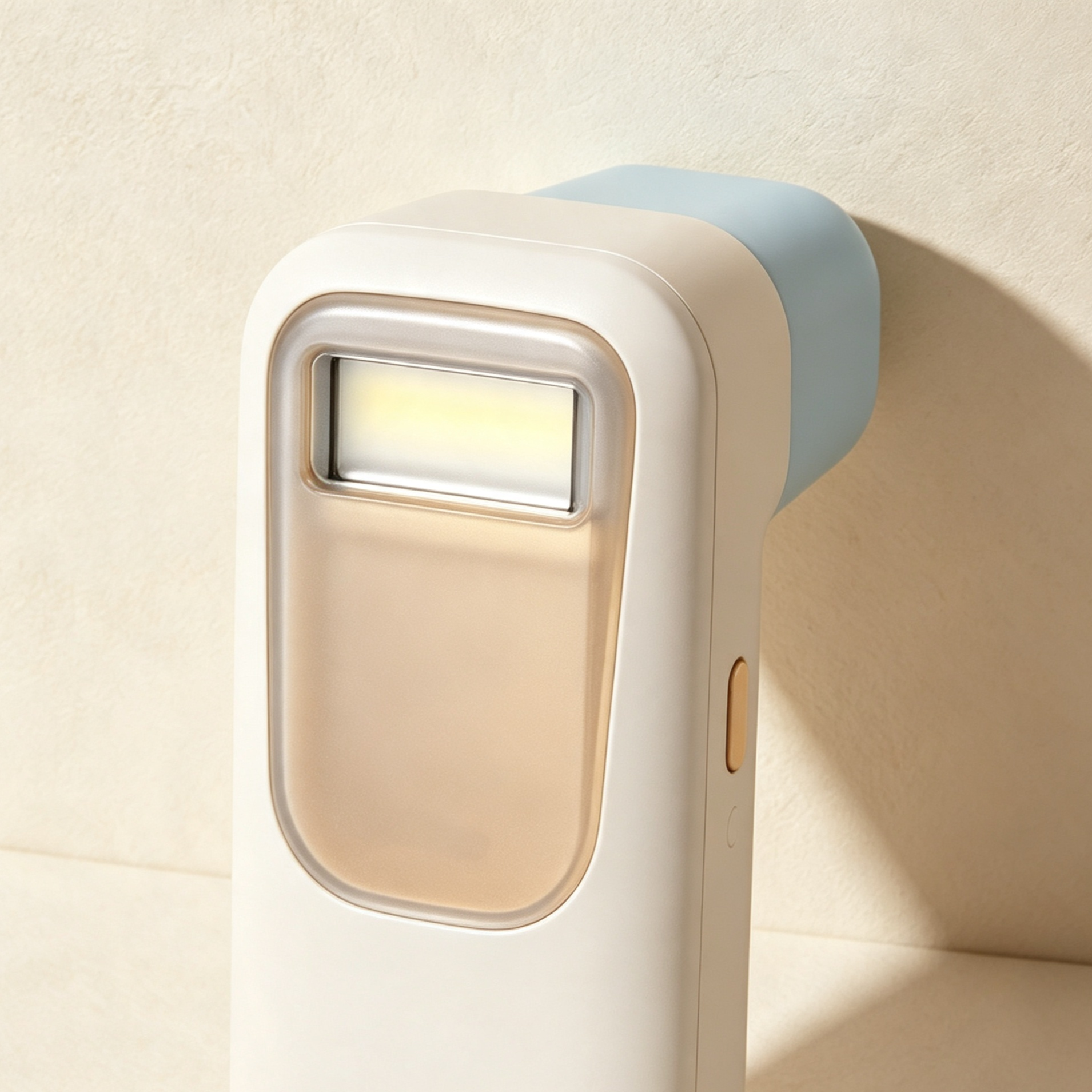 Close-up of hair removal device ergonomic design