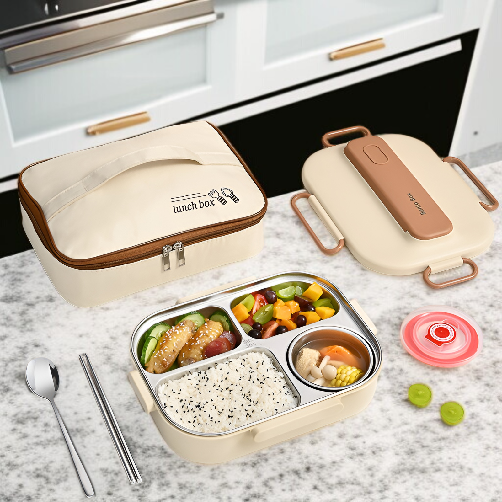 Isolierte Edelstahl-Lunchbox für Schüler, passt ins Schließfach