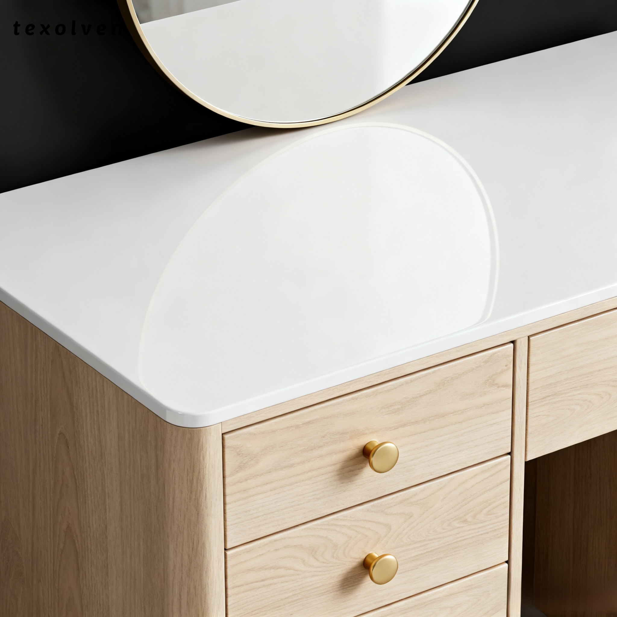 크림 스타일 화장대 견고한 원목 가볍고 고급스러운 스마트 모던 심플 소형 화장대