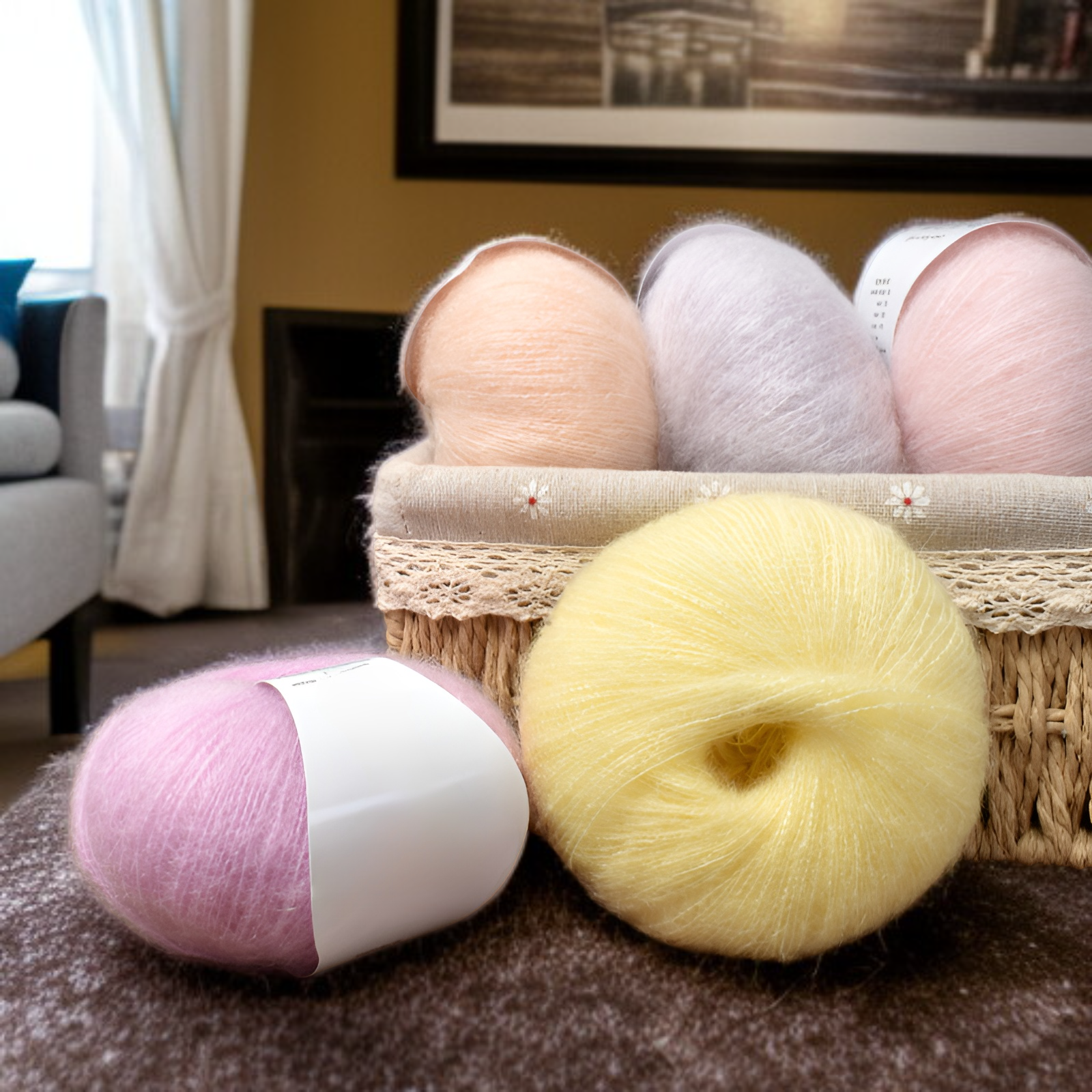 Lana mohair cálida para tejer 