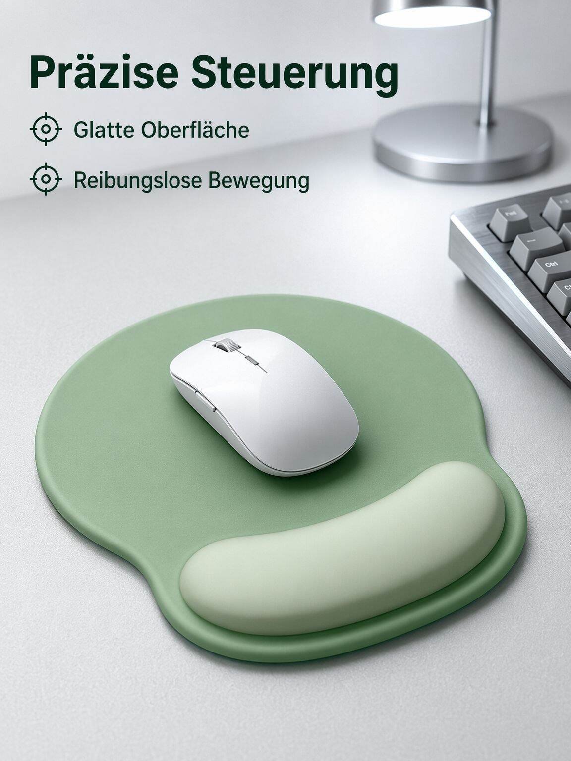 Ergonomisches Mauspad mit rutschfester Gummibasis und Handgelenkauflage