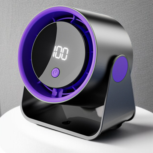 Electric fan installed above office workspace for efficient cooling