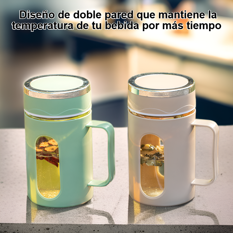 Vaso de agua de vidrio aislante de doble pared