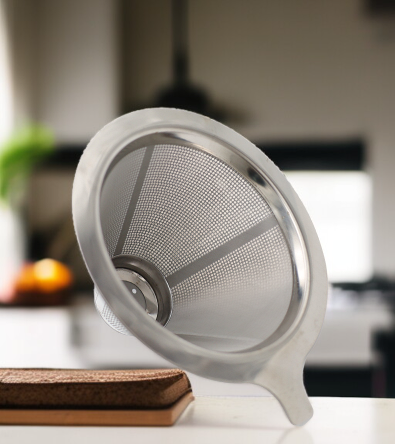 Close-up of coffee filter with ground coffee