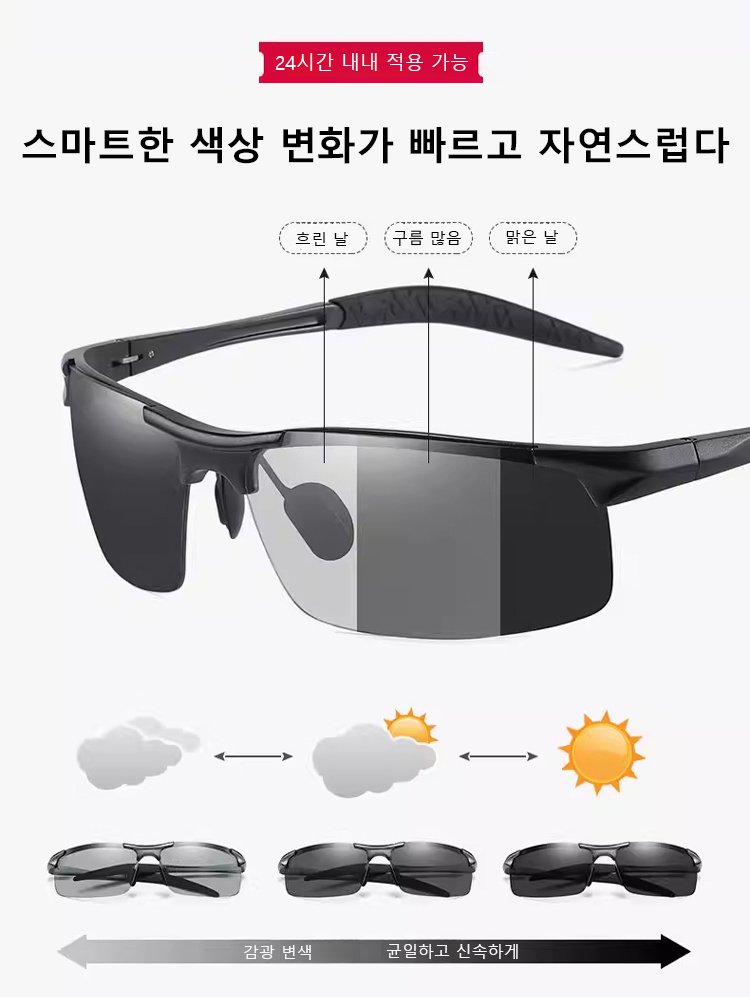 【주야겸용】스마트 줌 편광 변색 선글라스