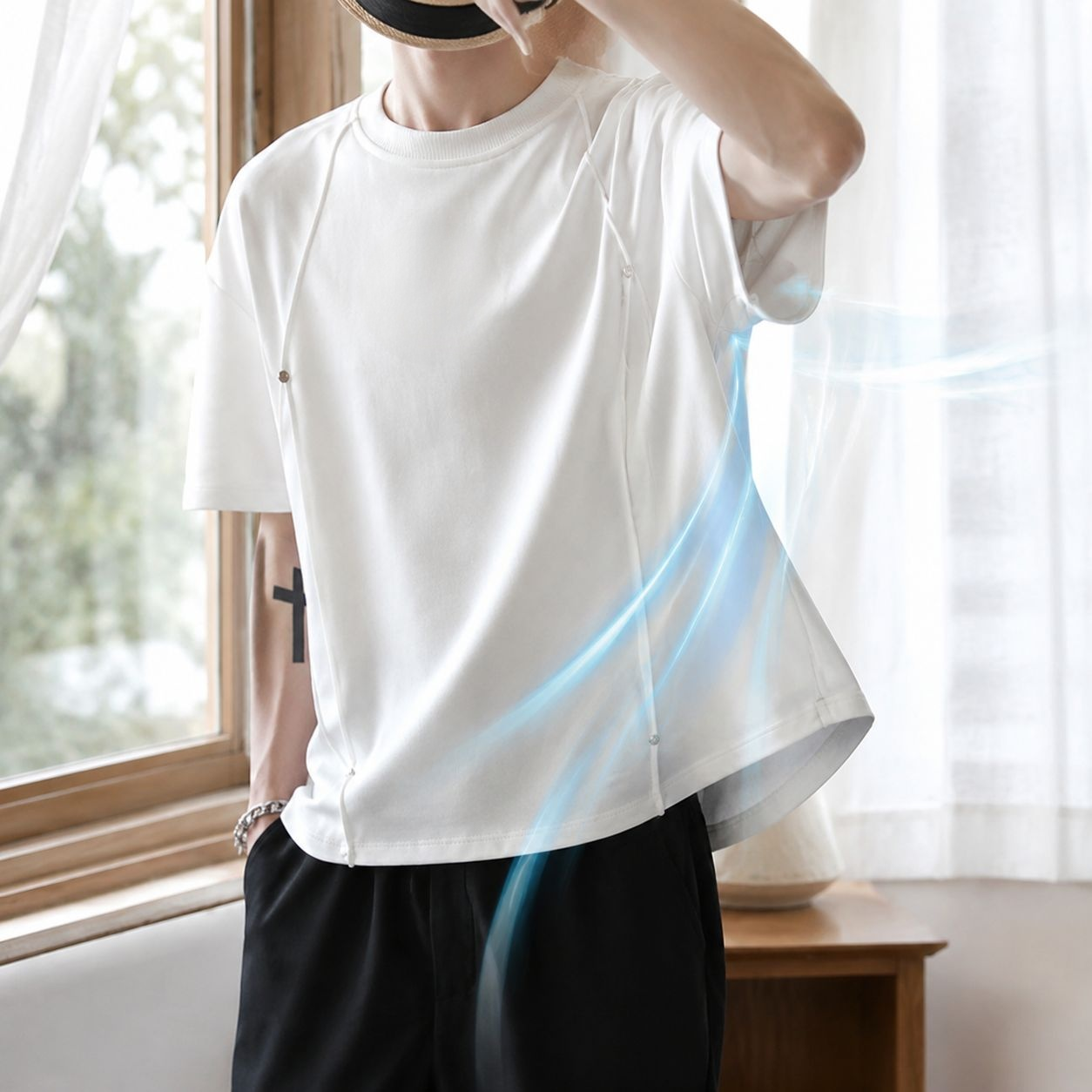 速乾性に優れたクールTシャツの素材アップ