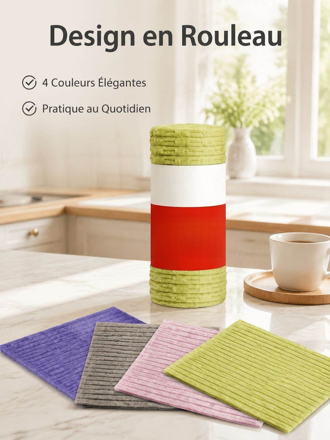 Chiffon épaisse absorbante pour cuisine, lavette à déchirer à sec ou humide