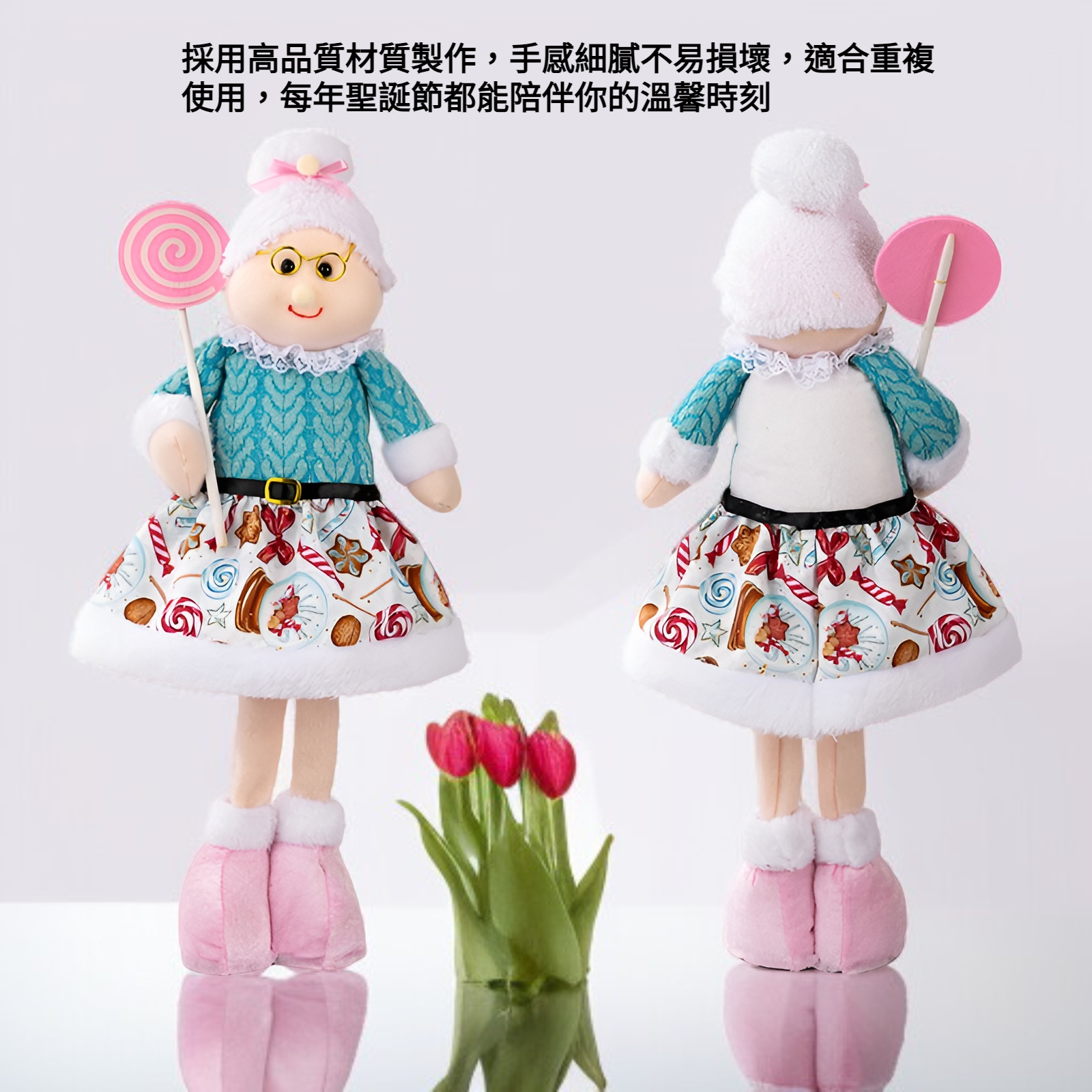 聖誕節裝飾品粉紅聖誕伸縮公仔擺飾聖誕老人雪人櫥窗佈置