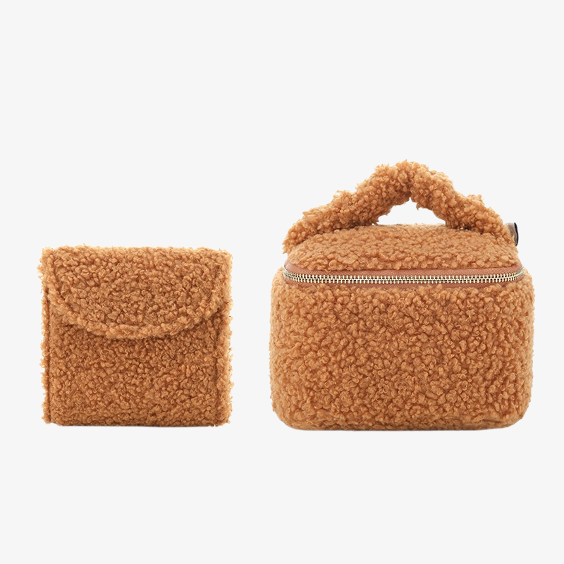 Español: Bolsa organizadora de joyas y maquillaje de terciopelo, portátil y elegante