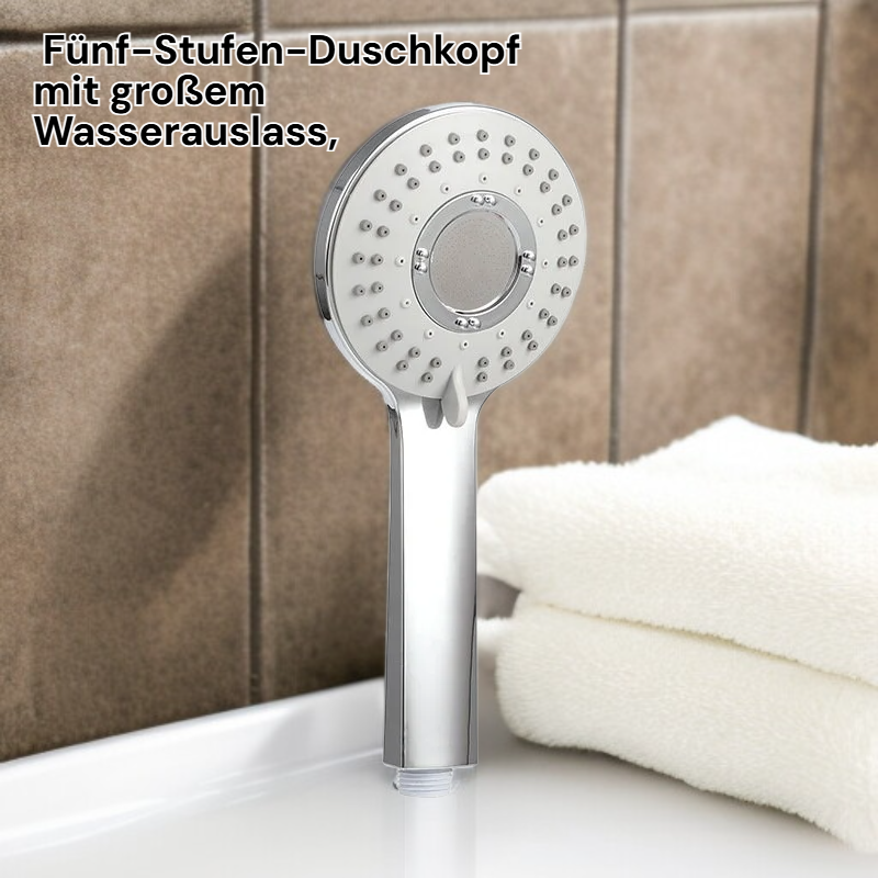 Hotel-Duschbrause, verchromt, mit fünf Modi und starker Wasserdruck