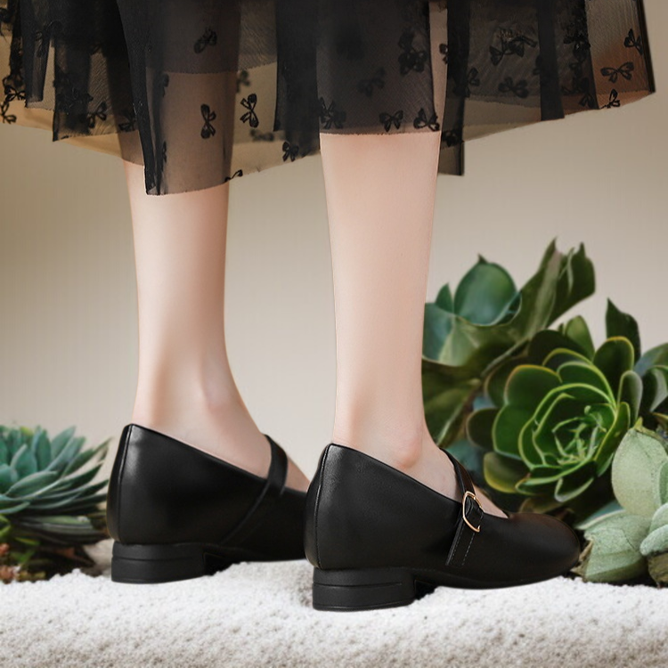 フェアリースタイルの上品なメリージェーンシューズ（女性用）2025年秋新作、シングルストラップのラウンドトゥシューズ（スカート付き）