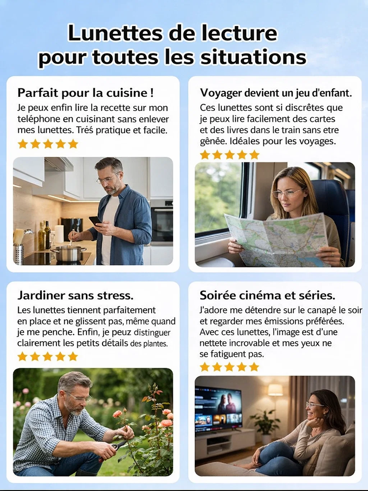 【Vos Dernières Lunettes à Vie】Mise au point en 0,1s : Vision parfaite de près comme de loin !