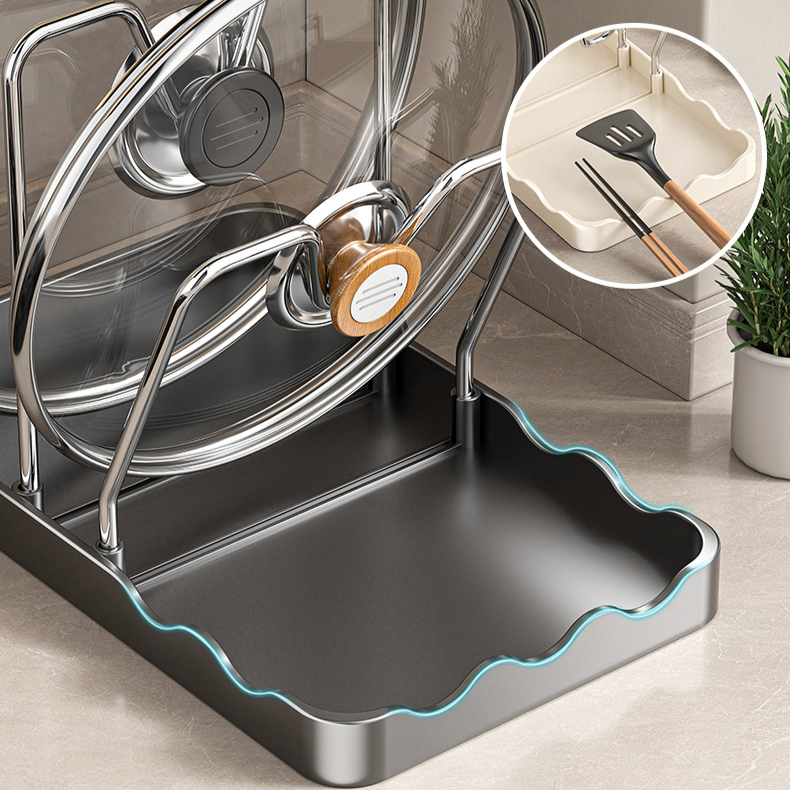 Multifunctional pot lid rack