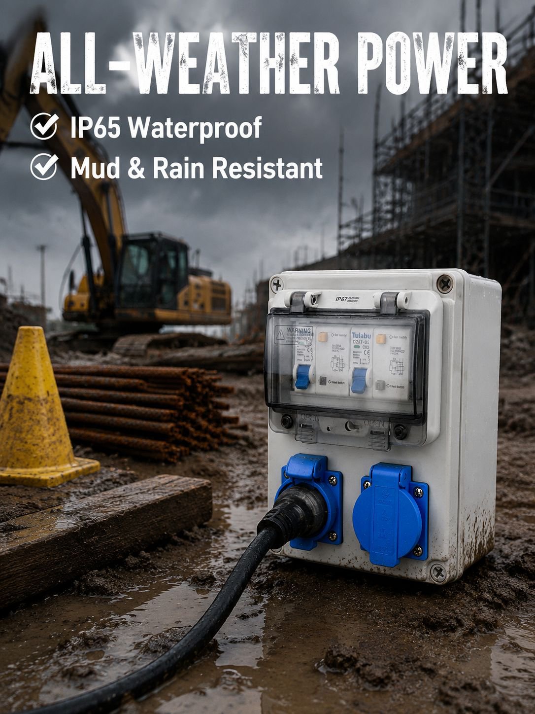 Outdoor waterproof portable industrial socket box, mobile plastic distribution box