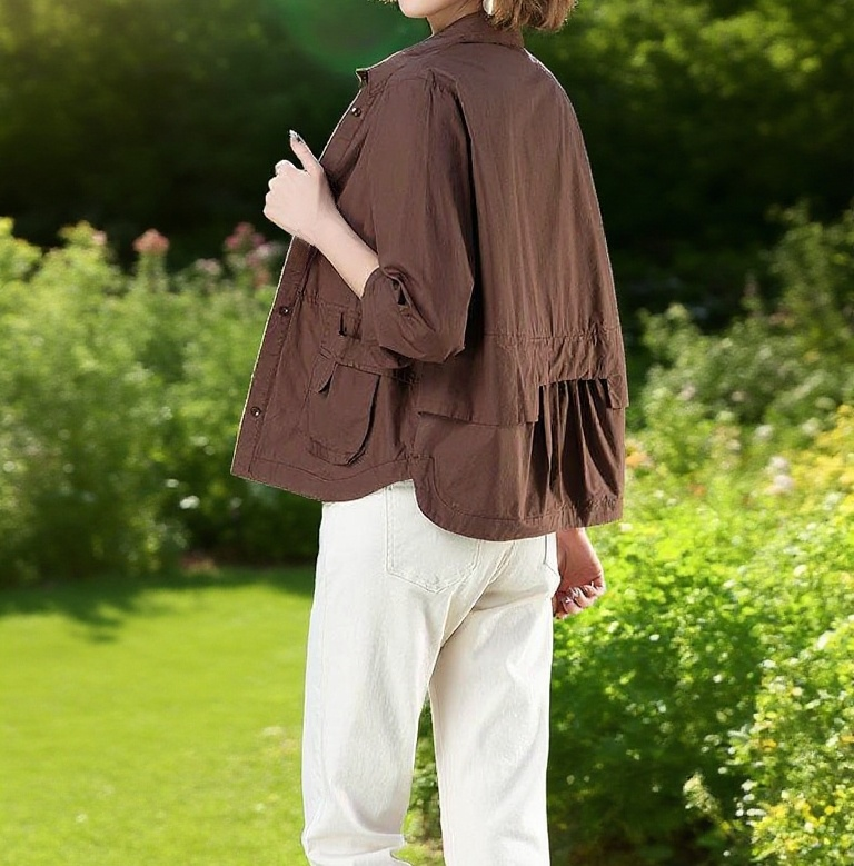 여성용 얇은 코트 후면 이미지