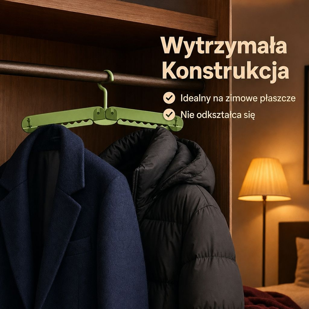 Antypoślizgowy, wielofunkcyjny, składany wieszak na ubrania z 9 otworami