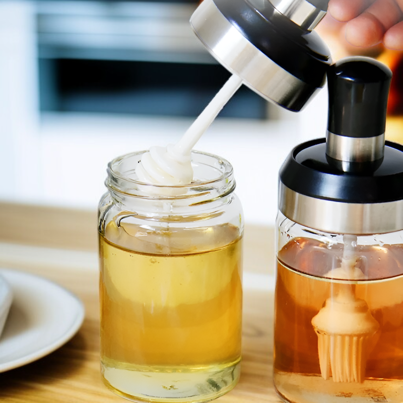 ขวดเครื่องปรุงแก้วพร้อมฝาช้อนในตัว สำหรับห้องครัว