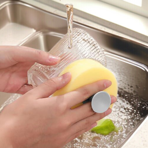 台所の取り外し可能な食器洗浄スポンジ洗浄吸盤付き百清潔布スポンジ洗浄汚れ魔力洗浄