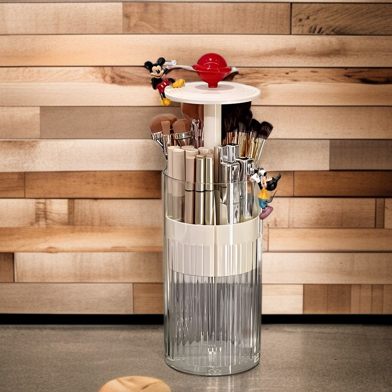 Caja organizadora de cosméticos de sobremesa con tapa a prueba de polvo