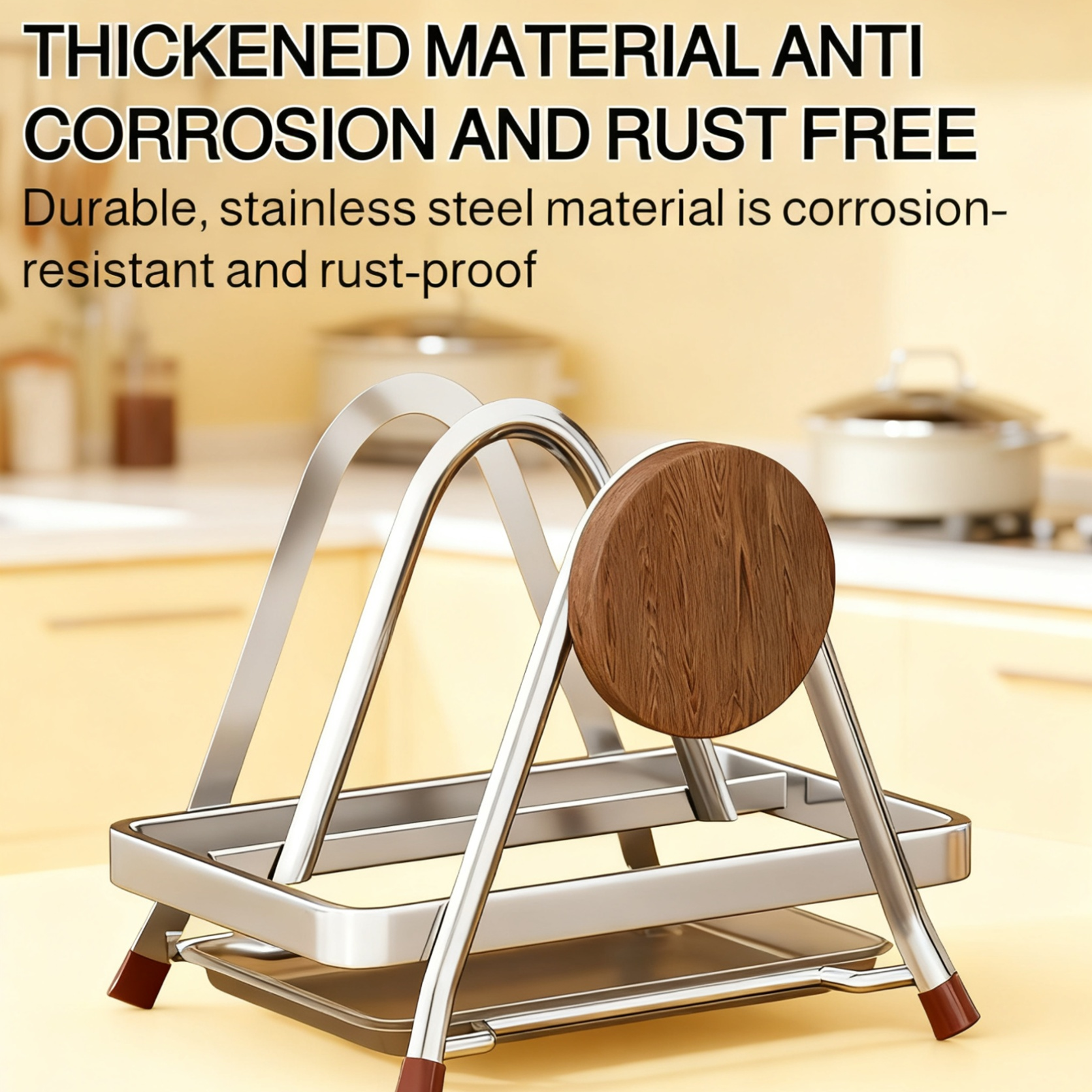 Vintage Style Beech Wood Stainless Steel Cutting Board Holder 