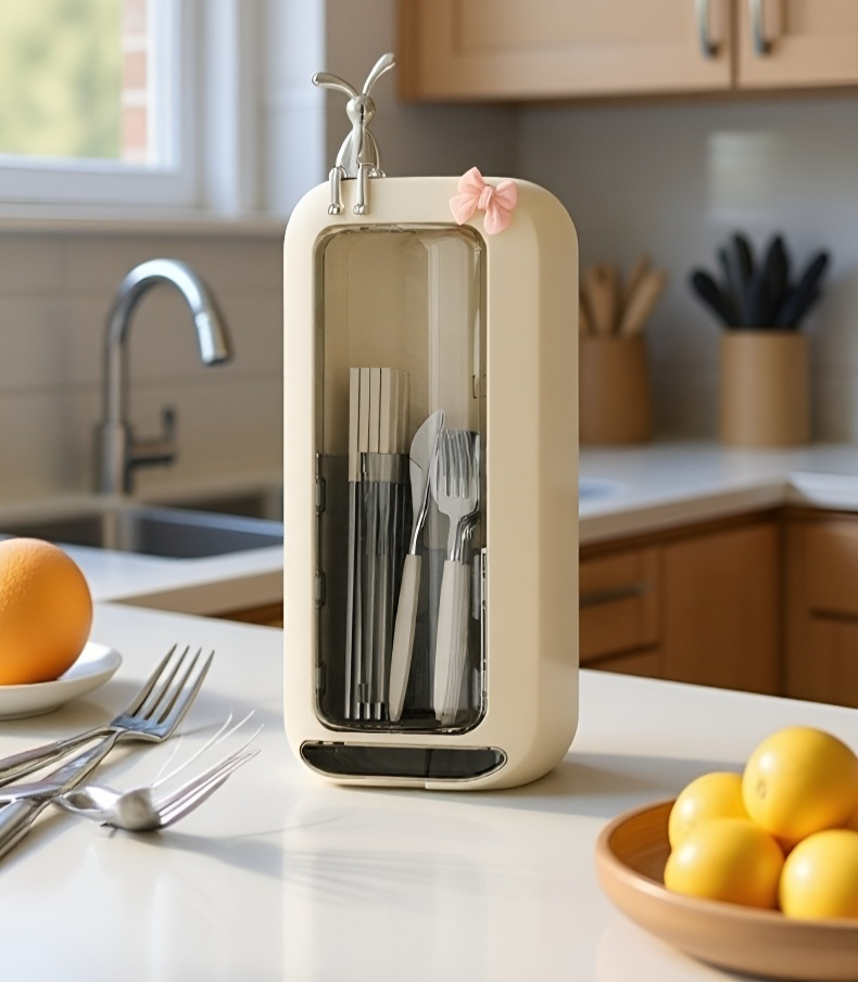 穴あきデザインで通気性が良い箸収納筒