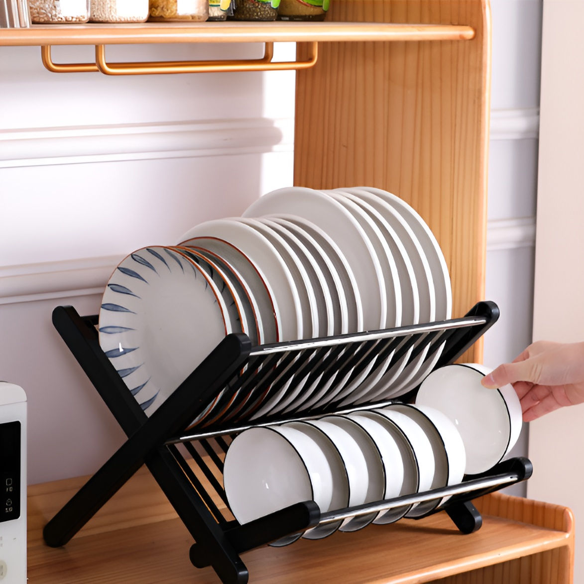 廚房免安裝瀝水收納置物架