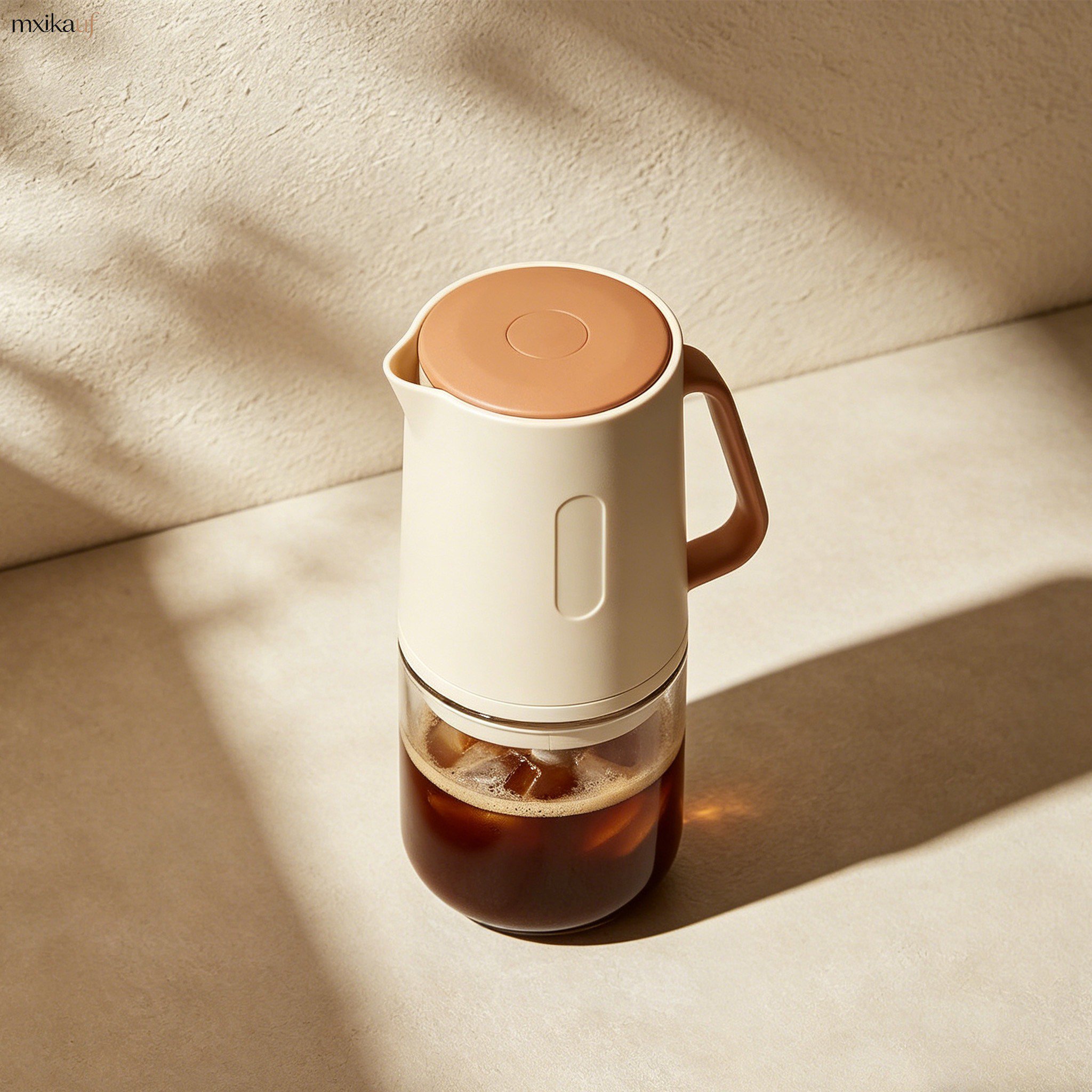 Compact cold brew coffee maker with glass carafe