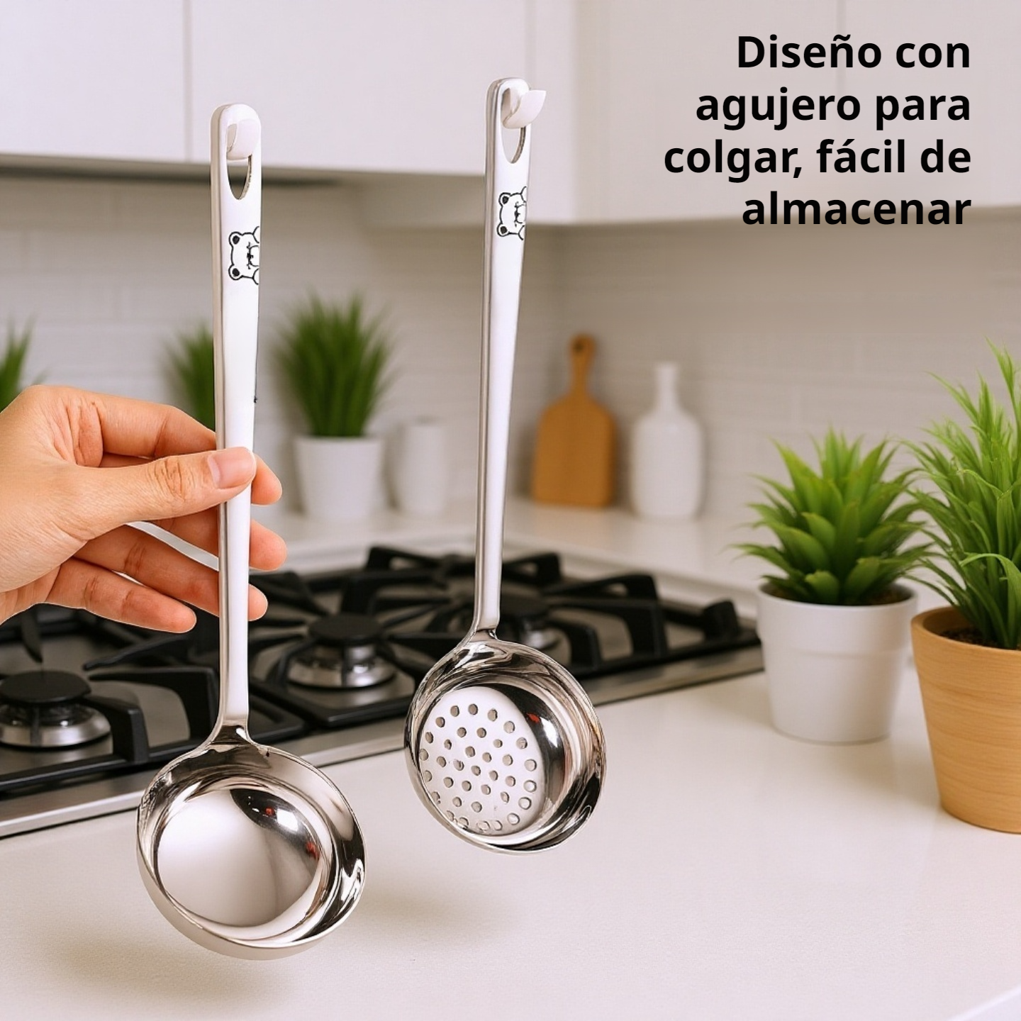 Cucharón de cocina de acero inoxidable 316, elegante y práctico