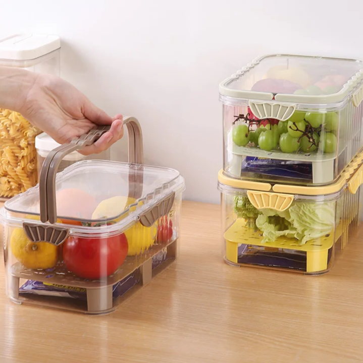 戶外手提便當收納盒 野餐水果蔬菜保鮮盒