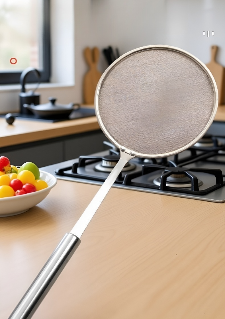 キッチンで使用中の家庭用オイルレードル細目