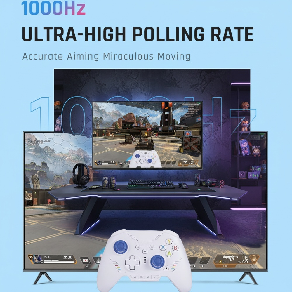 Multi-Platform Bluetooth Gamepad for Switch/PC/Android/iOS, Hall Sensor Trigger