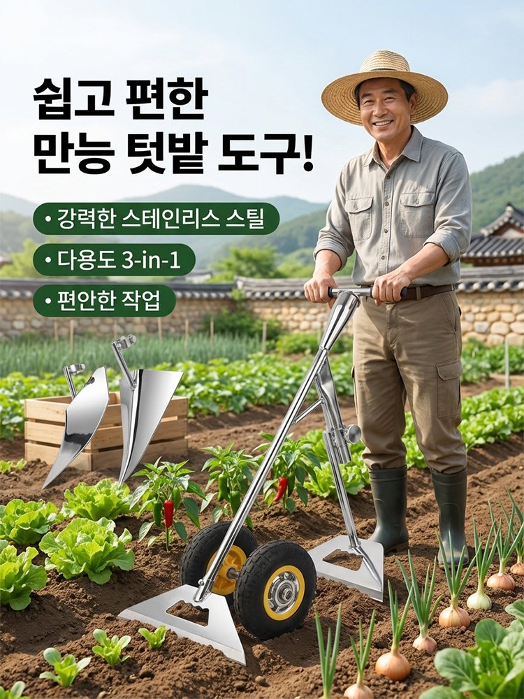 이중바퀴 농용 3in1 제초 경운기 삼각쟁기