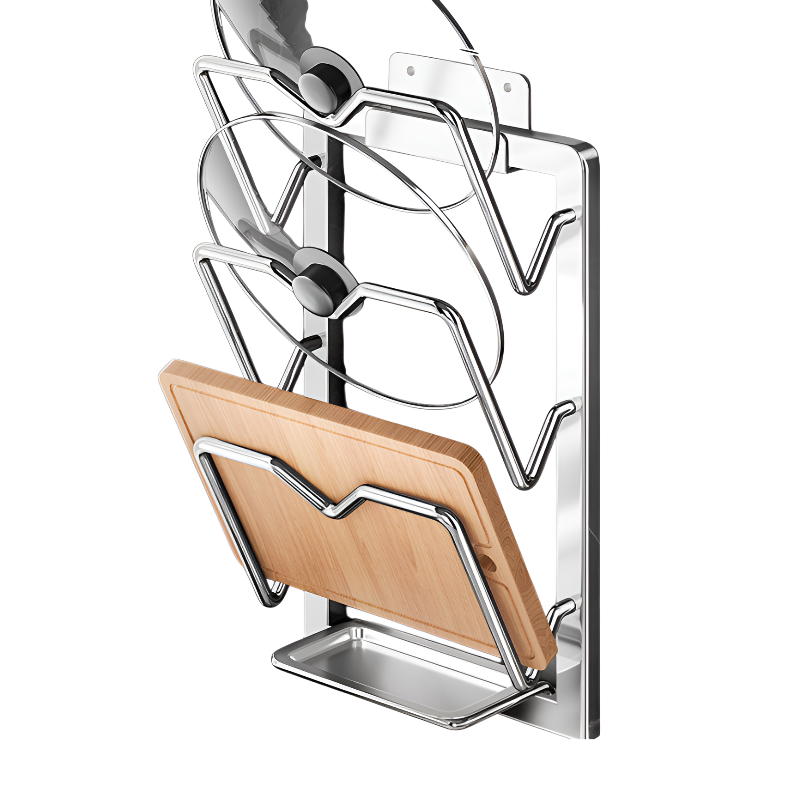 立て型鍋蓋＆調理器具ラック、スペース節約収納スタンド