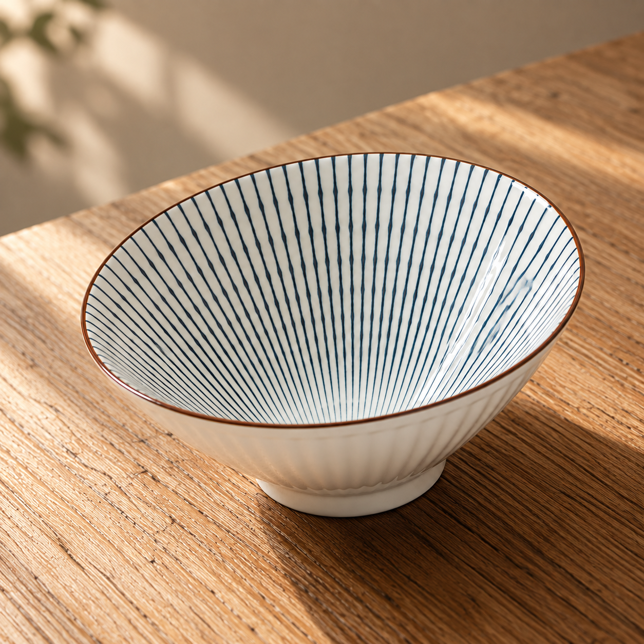 Ceramic rice bowl displayed on a dining table