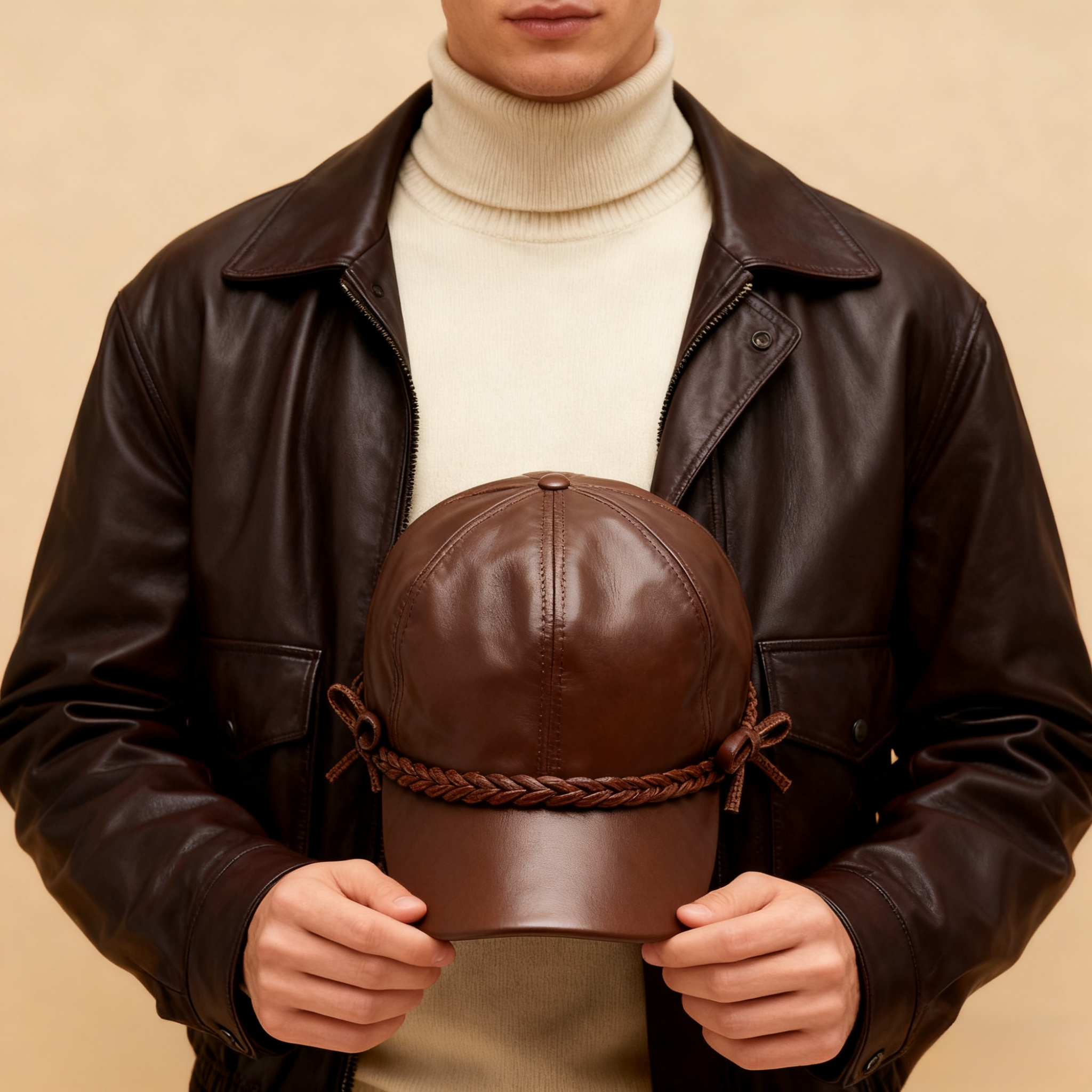 레더 리본 버킷햇 