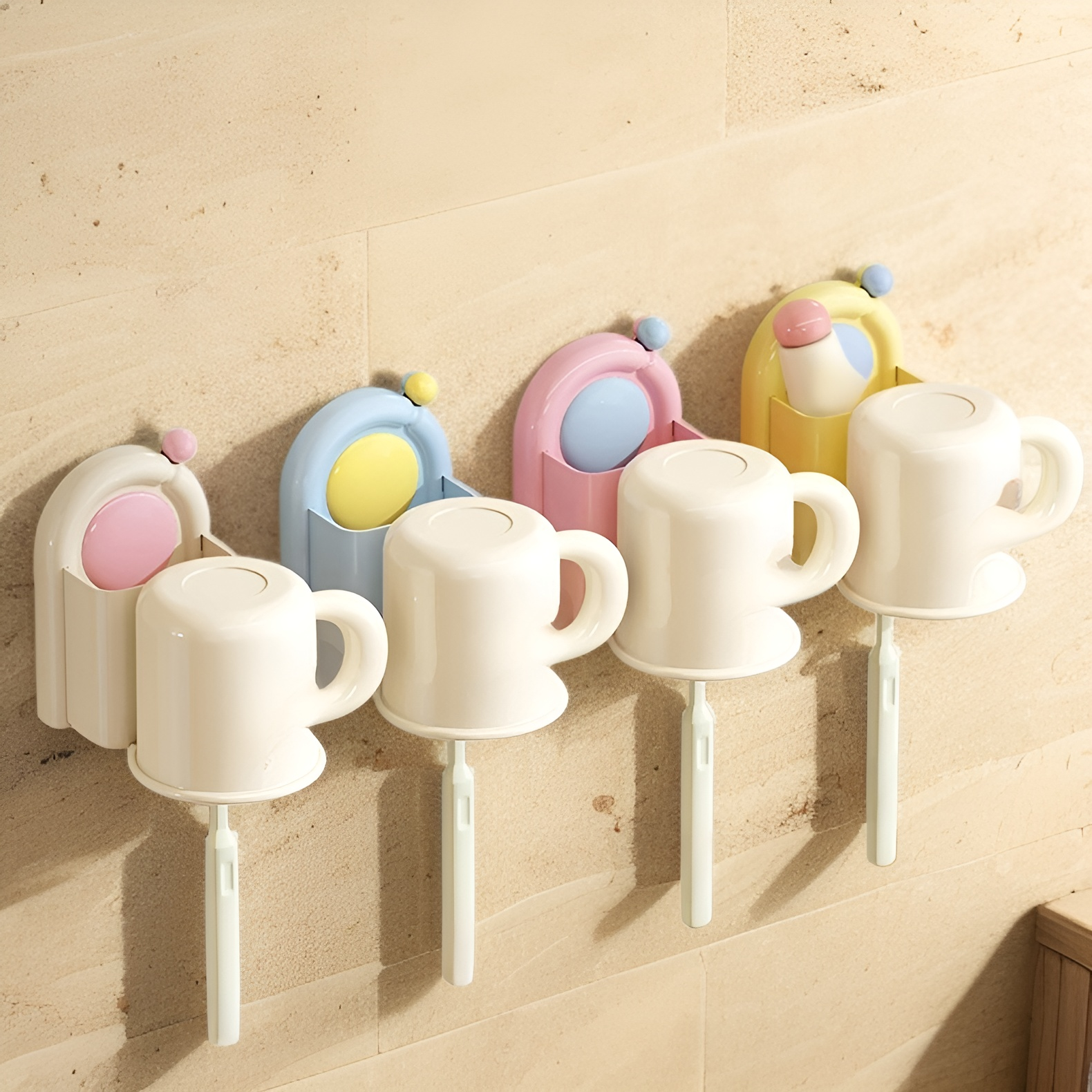 حامل فرشاة أسنان بمشبك شفط مقلوب