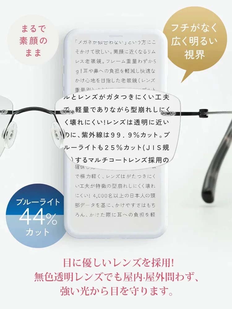 【日本製】福井県鯖江市産 調光オートフォーカス老眼鏡｜超軽量(5g)フレームレスレンズ✨2026年お正月期間限定半額セール！