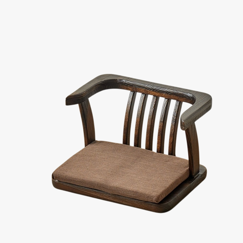 Chaise de balcon japonaise sans pieds en bois massif avec dossier