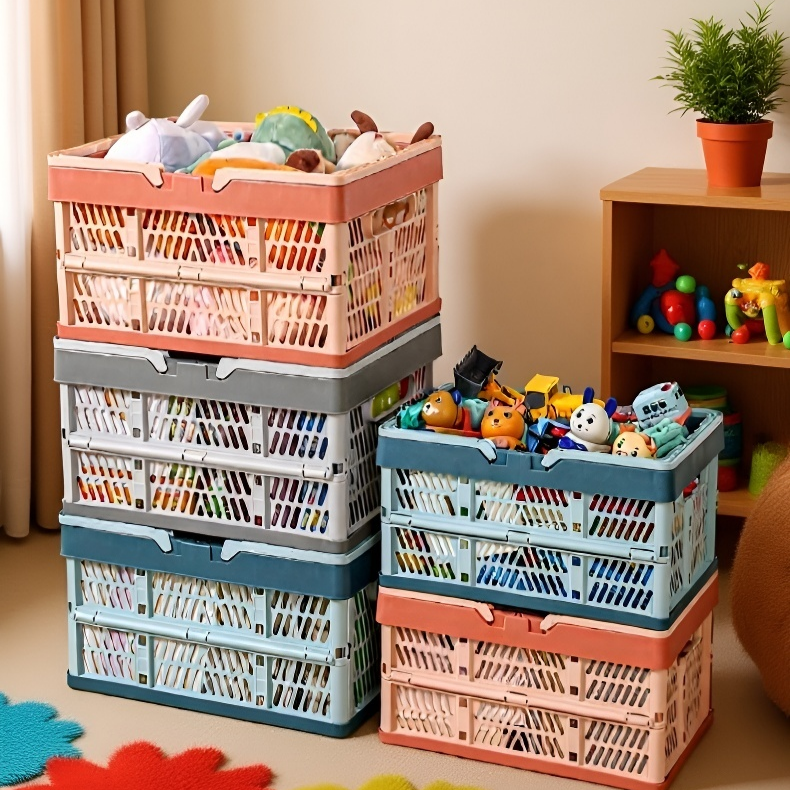 可折疊收納框手提籃 買菜籃 置物收納野餐籃