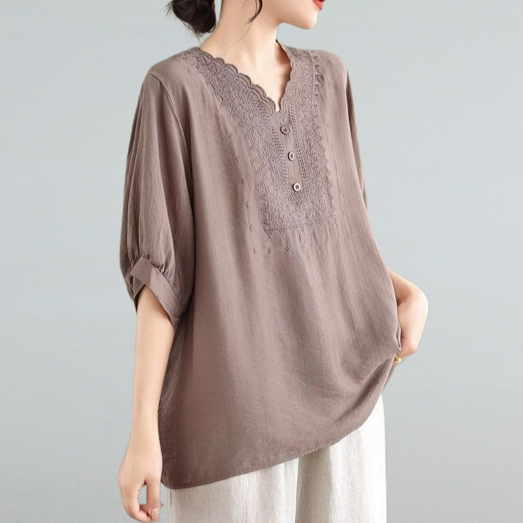 文芸高級感オーバーサイズ綿麻Tシャツ