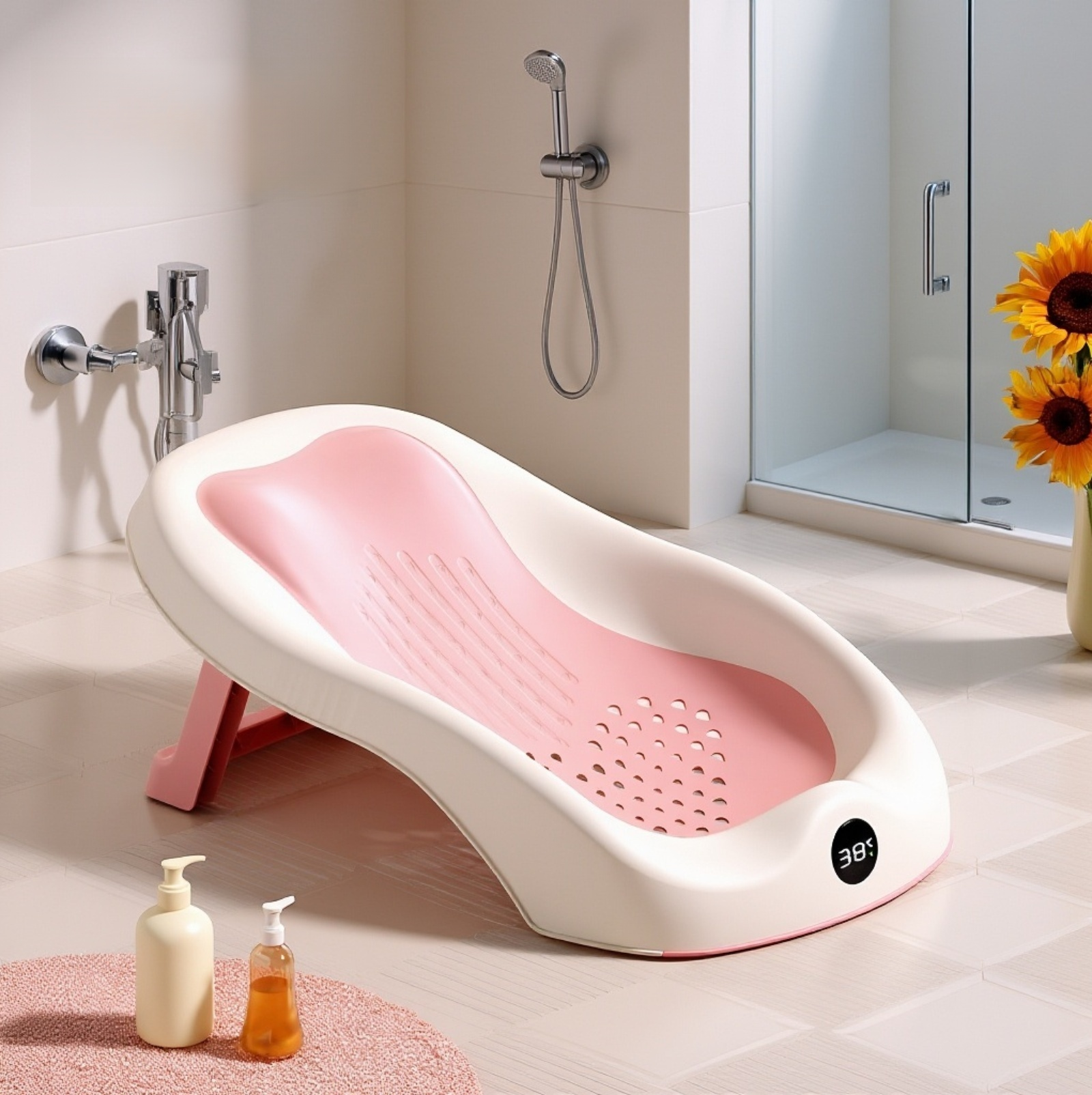 Adjustable bath rack for baby tubs