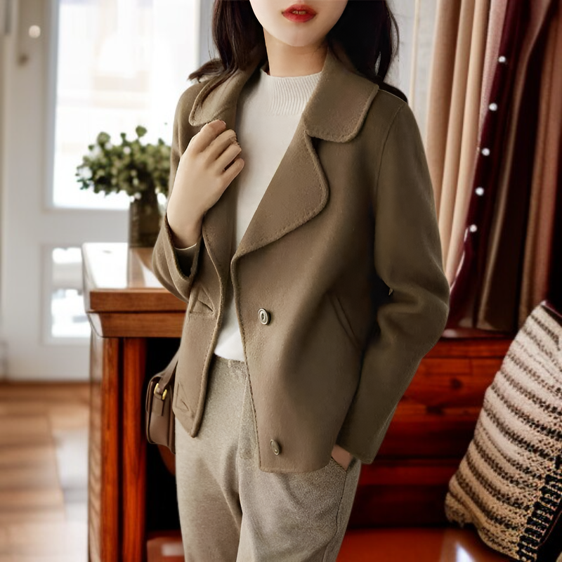 小柄女性向け秋新作ウールリバーシブルショートコート