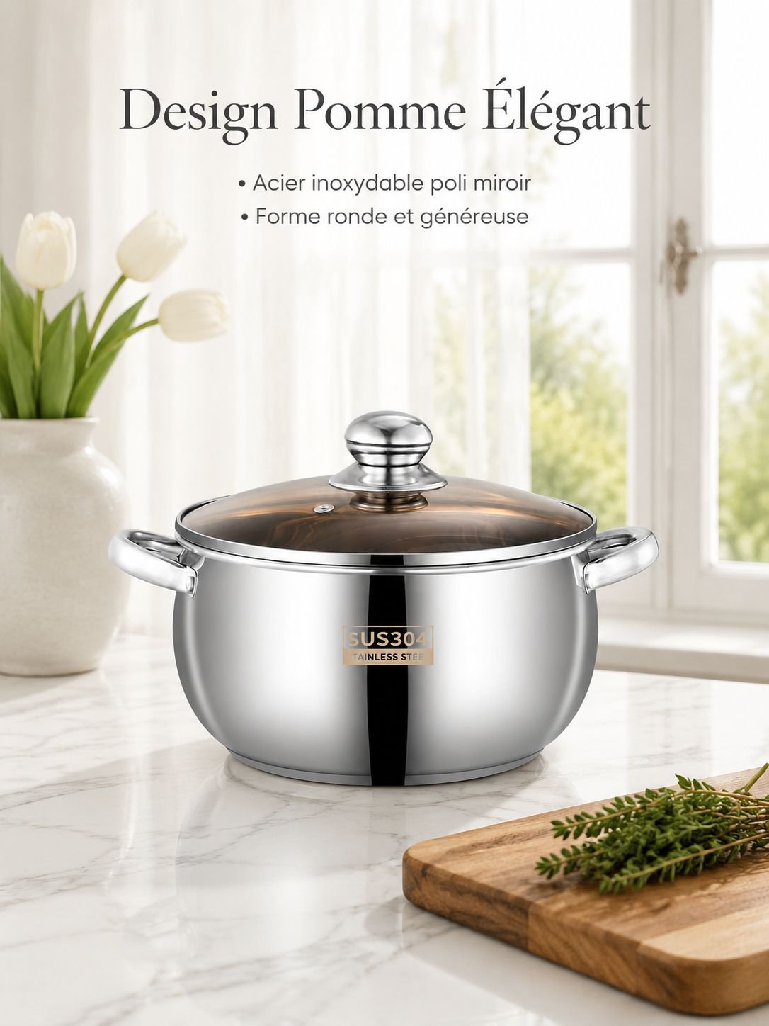 Pot à pommes épaissi en acier inoxydable SL304